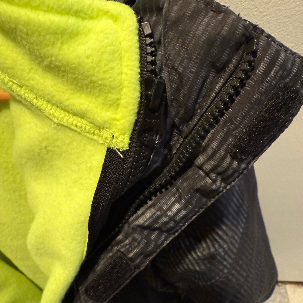 Children’s Place Kids Black Jacket with Neon Green Removable Fleece Lining - Picture 3 of 4